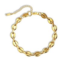 Gold Coffee Bean Pig Nose Cuff Bracelet Adjustable for Women, 18k Gold Plated St