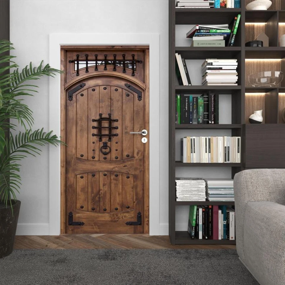 Türtapete selbstklebend TürPoster Türfolie - HOLZTÜR MIT GITTER - TÜR AUS HOLZ - Bild 3 von 4