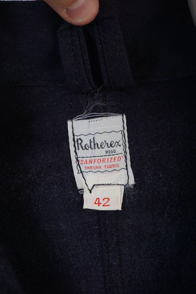 Rotherex “Brand Overalls” Vintage Work Jacket Dark Indigo Size 42 - Image 3 of 4