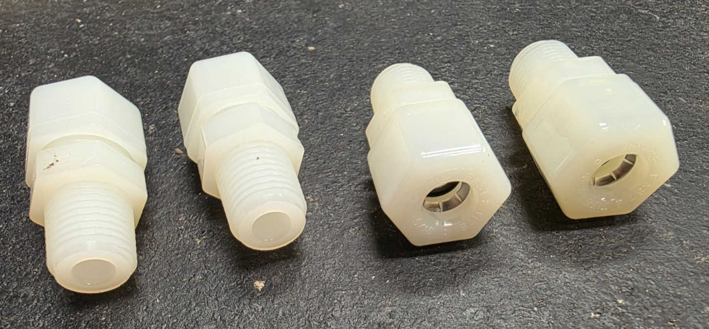 Lot of 4 McMaster 50775K331 Nylon Compression Tube Fittings 5/16" Tube x 1/4" NP