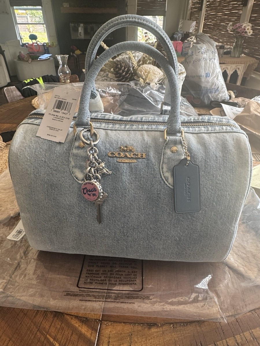 NWT CDY75 Coach Rowan Large Satchel Bag In Loved Denim Light