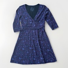 Patagonia Margot 3/4 Sleeve Paisley Dress Medium Cotton Stretch Jersey Purple