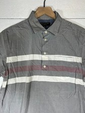 Banana Republic Medium Soft Wash Slim Fit Short Sleeve Gray White Red Polo