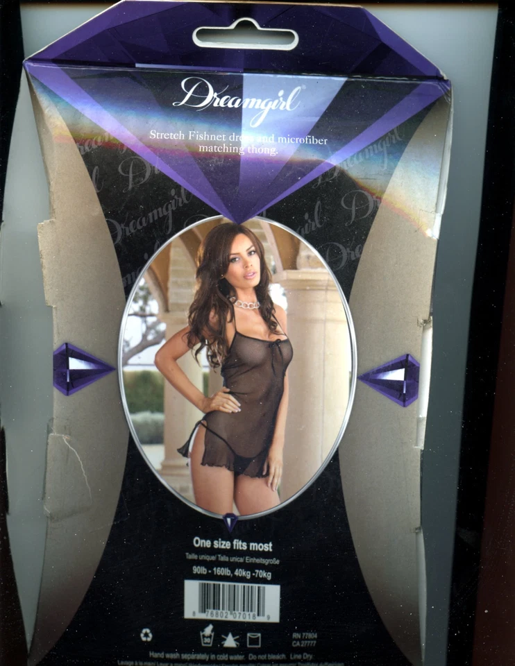 Dreamgirl 5663 Sexy Stretch Fishnet Microfiber with matching  thong NEW in box - Image 2 of 2