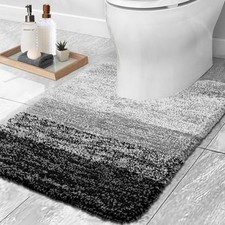Luxury Toilet Rugs U-Shaped 24x20, Extra Soft and 24" x 20" Contour Rug Black