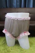 B12 Vintage Style 2XL/ElasticW.24-42" Brown Nylon Full Brief Panties Underwear