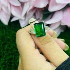 Emerald Ring 925 Sterling Silver Gift For Her Emerald Engagement Ring.