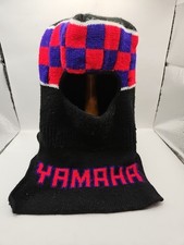 Vintage Yamaha Snowmobile Full Face Winter Knit Ski Mask Hat Black Red Cap