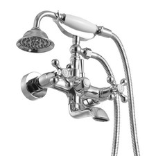 Uimoso Wall-Mounted Clawfoot Tub Faucet with Handheld Shower in Polished Chrome