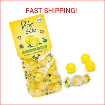 Perle di Sole Italian Lemon Drops Hard Candy Individually Wrapped (7.05 oz) Made