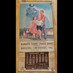 Clair V. Fry "Officer Kelly" Calendar Spring Valley NY Ramapo Police Vintage...