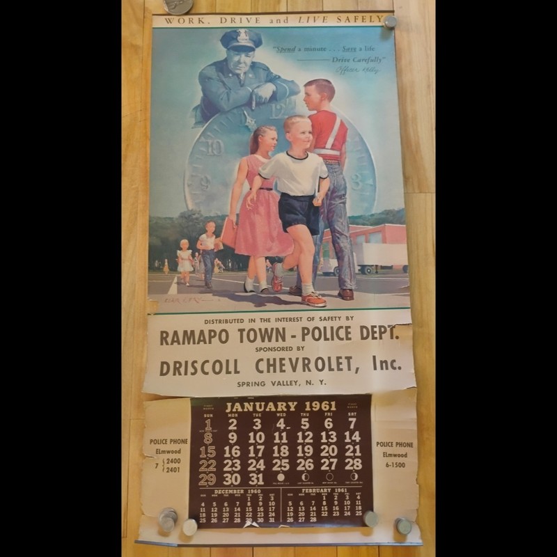 Clair V. Fry "Officer Kelly" Calendar Spring Valley NY Ramapo Police Vintage...