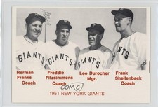 1975 1951 New York Giants Herman Franks Leo Durocher Freddie Fitzsimmons HOF 0q3