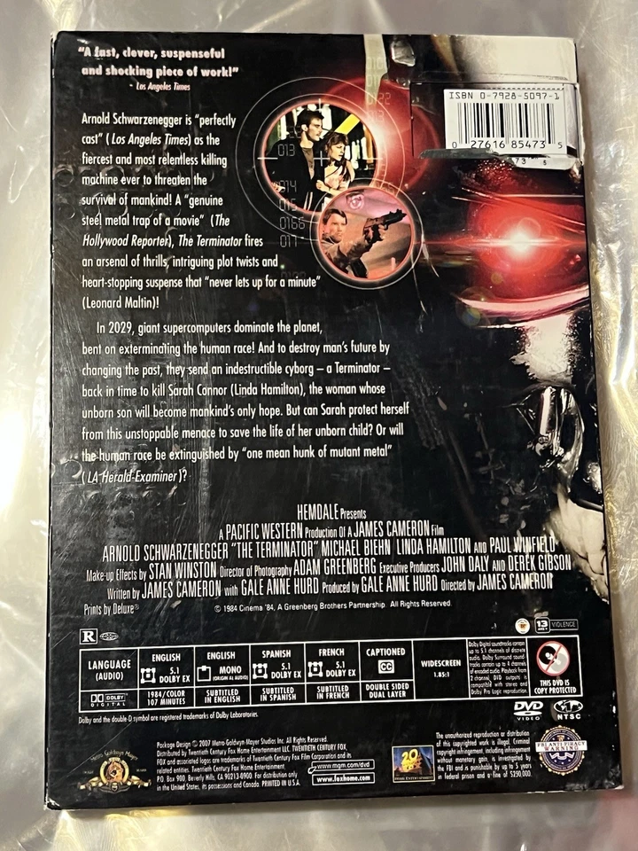 The Terminator (DVD, 2001) With 3D Coverslip ( Buy One Get One Random Dvd) - Image 3 of 4