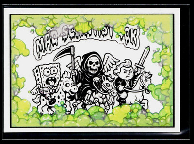 Mad Scientist 40K GPK Spoof ~ SP COLORING CARD ~ Spongebob Grim Reaper Slime