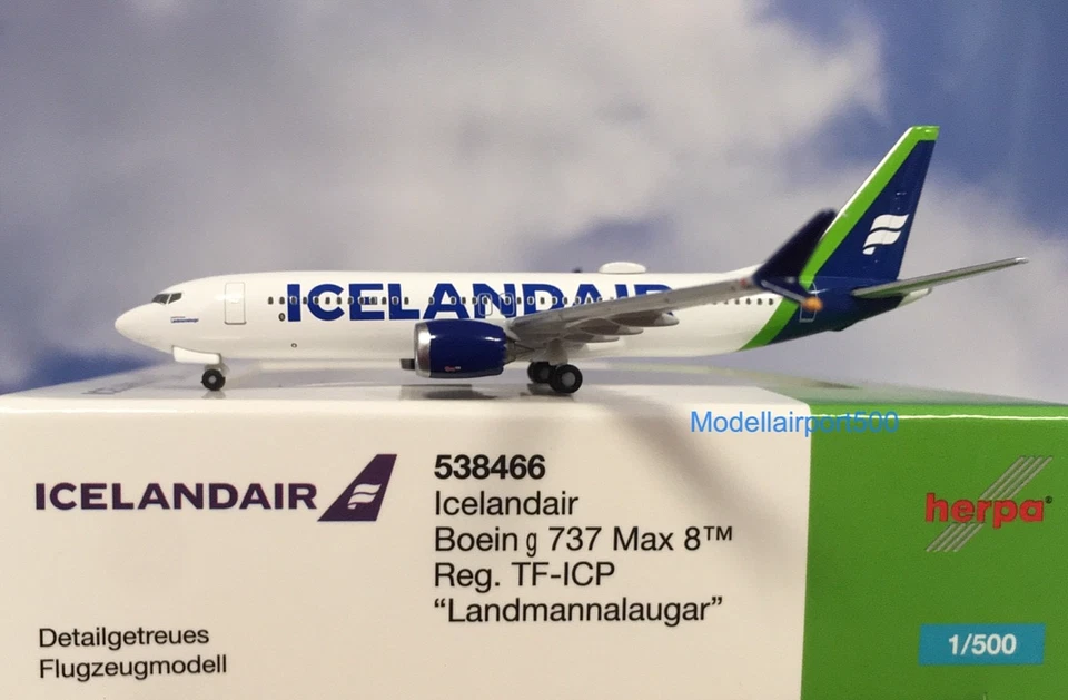 Herpa Wings 1:500  Boeing 737 Max 8  Icelandair TF-ICP 538466 Modellairport500