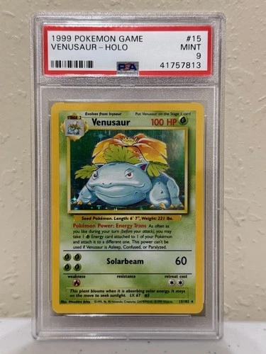 Pokemon Venusaur Base Set Unlimited Holo Rare #15 PSA 9 Mint