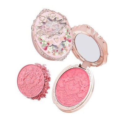 Strawberry Rococo Embossed Blush Bright Pink Matte Powder Face Makeup Cheeks