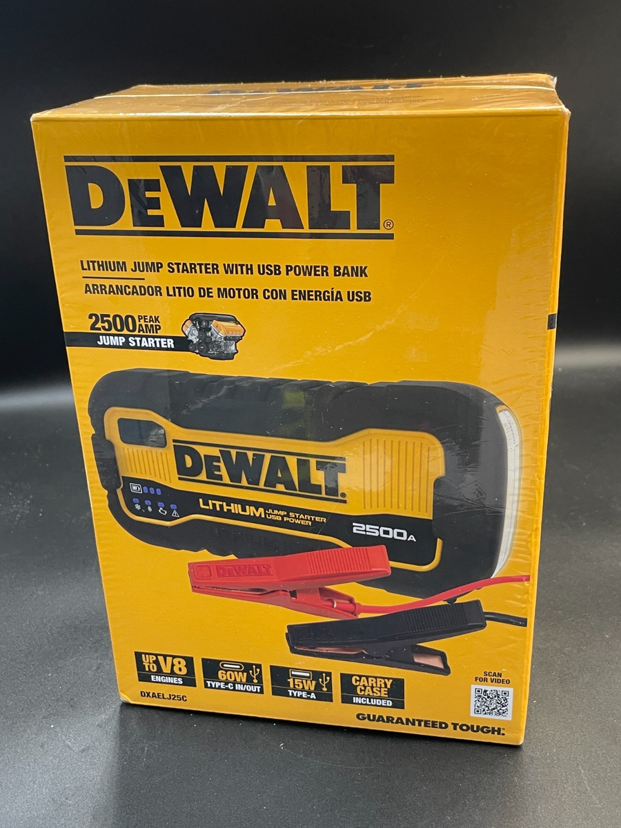 DEWALT 2500 Peak Amp Lithium Jump Starter with USB Power Bank