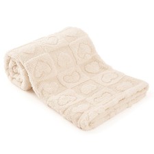 Plush Soft with Heart Checkered Baby Blanket,Fleece Infant Baby, White