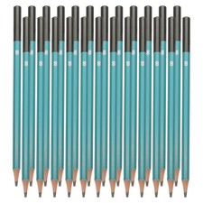 6B Drawing Pencil 24Pcs, Hexagonal Black Refill Green/Black Pole