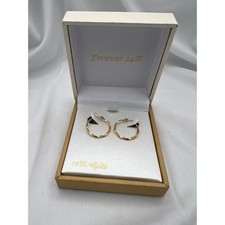 14K Yellow Gold Twisted Hoop Earrings Forever 14K