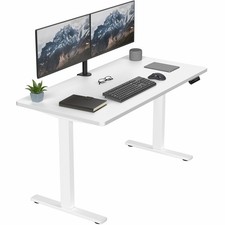 VIVO Electric 55” x 28” Stand Up Desk, White Table Top, White Frame
