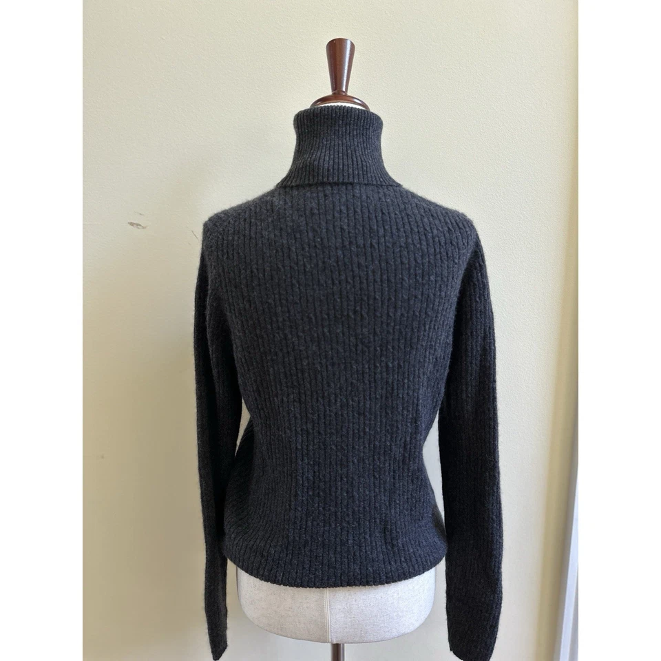 Kenar 100% Cashmere Turtleneck Ribbed Knit Sweater Womens Size M Gray - Image 3 of 4