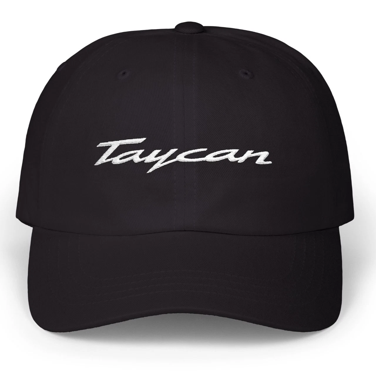 Porsche Taycan Embroidered Emblem / Badge Script on Unstructured Dad Hat / Cap