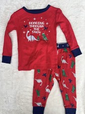 Cat  Jack Boys Dinosaur Christmas Pajama Set Size 12 Months 100 Cotton