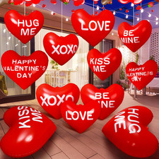 12 Pcs Inflatable Heart Decorations for Valentine's Day Outdoor Party Decor