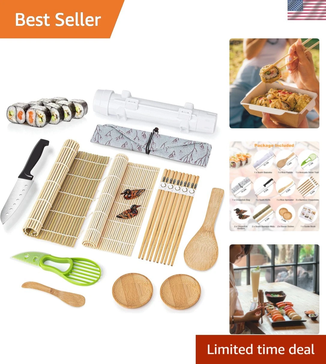 Sushi Making Kit, All in One Sushi Roller Set Maker Kit with Bamboo Rolling M...
Opens in a new wind
