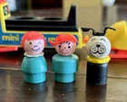 Vintage 1968 Little People Mini Snowmobile #705 Teal Wood Body Ppl + Lucky dog