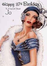 personalised Girls birthday card Art Deco Female Ladies Wife Friend Daughter