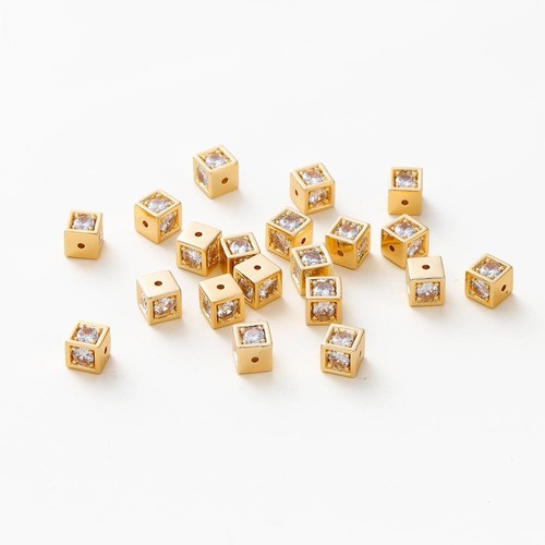 Perline quadrate zirconi strass - distanziatore placcato oro perline creazione gioielli charm 4 pezzi - Foto 13 di 24