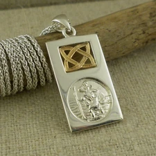 Sterling Silver St. Christopher Pendant with 10K Celtic Knot Keith Jack  SMALL