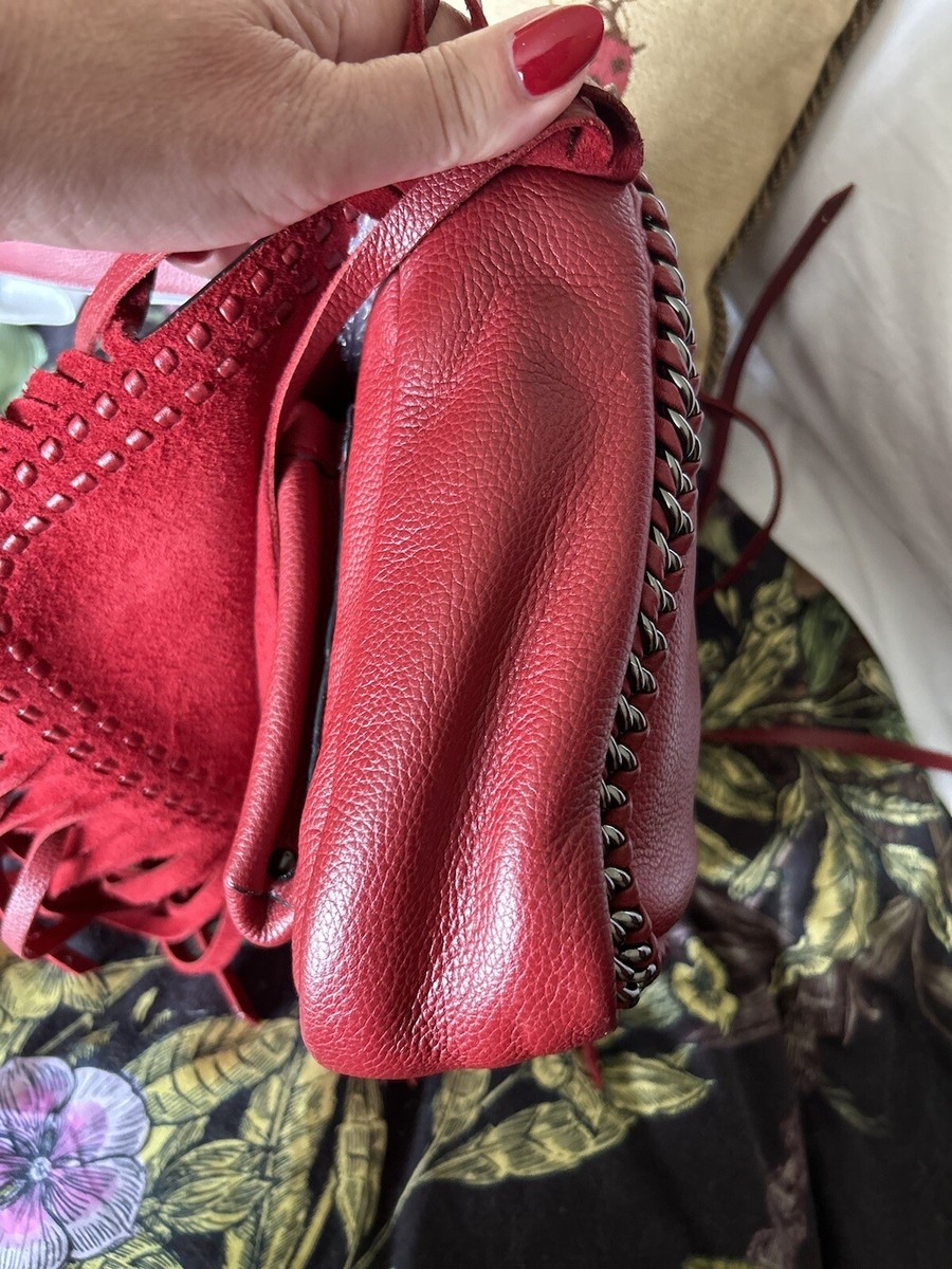 Coach 33939 Dakota Fringe Flap Crossbody Bag Whiplash Leather Red