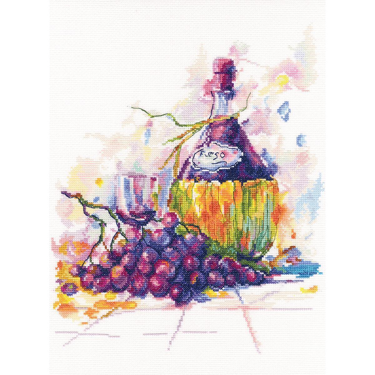 RTO counted Cross Stitch Kit ""Grape wine"" M615, 26x32 cm, DIY
