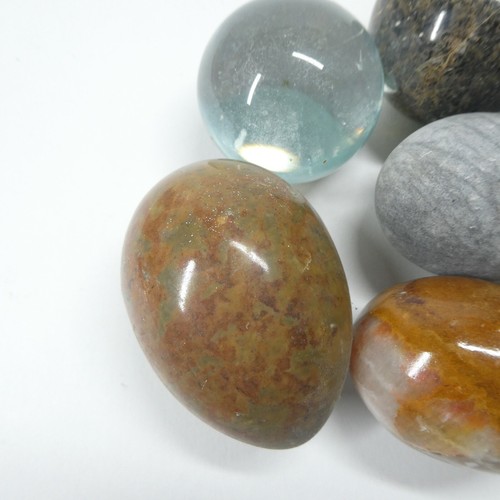 Carved Stone Egg & Sphere Lot Vintage Marble Onyx Polished - Picture 4 of 14