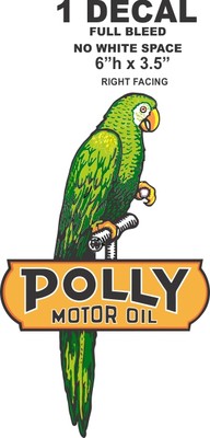 1 Polly Motor Oil Right Facing Vinyl Decal