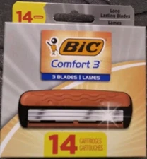 14 Ct New BIC Comfort 3 Refillable Refill Razor 14 Cartridges 3 Blade Disposable