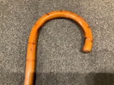 Vintage Japan Bamboo Wood Crook Handle Walking Stick Cane 35 Inches, 2  Round