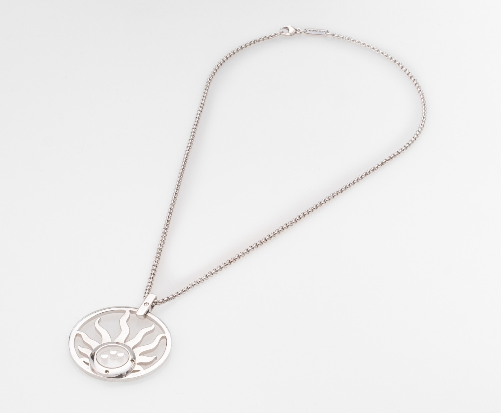 Chopard Happy Diamonds Happy Sun Large 18k White Gold Diamond Pendant Necklace