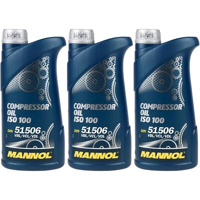 3x1 Liter Original MANNOL Kompressoröl Compressor Oil ISO 100