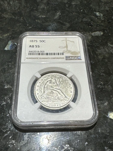 1875 S NGC AU55 Seated Liberty Half Dollar
