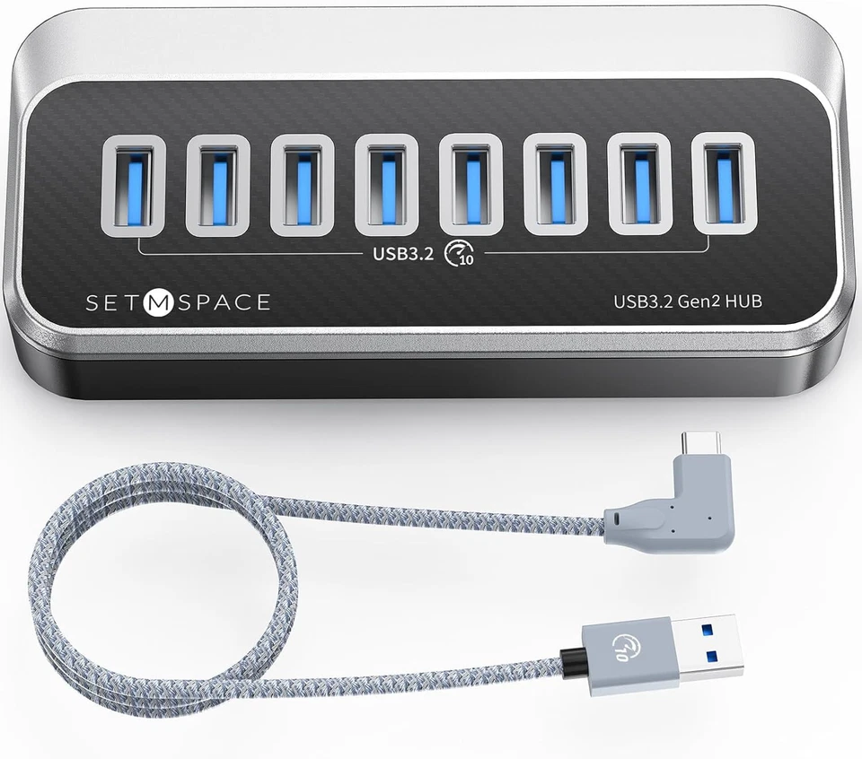 SetMSpace 7 Port Hub And 10ft Fibbr Optical USB Cable - 5Gbs USB 3.2 - Complete - Image 3 of 4
