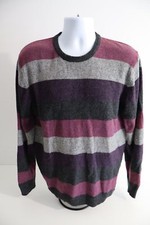 Debenhams Wool Blend Striped Jumper L Crew Neck Purple Grey Red