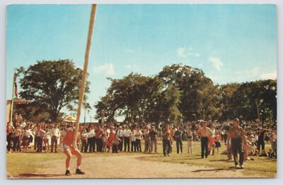 Sports~Man Tossing The Caber @ Highland Games~Vintage Postcard