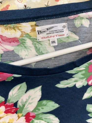Vintage Gant Womens Top Size XXL Navy Blue Floral Printed - Picture 4 of 4