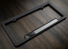 American Flag License Plate Frame Blackout Edition 3d Domed American Patriot